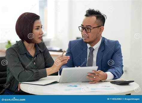 Business Partners Discussion Cooperation Details Stock Photo Image Of