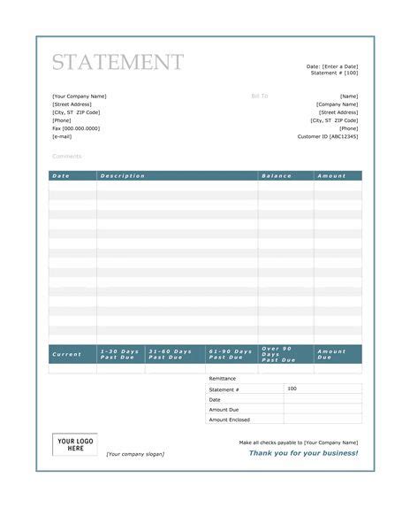Billing Statement Template Free Word Printable Templates