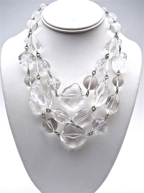 Clear Lucite Necklace Ben Amun 3 Strand Chunky Runway And Signed