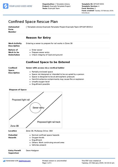 Free Confined Space Rescue Plan Template Checklist And Requirements
