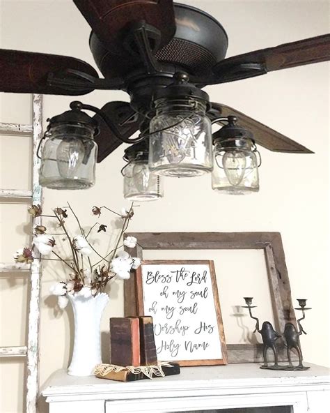 Mason Jar Light Kit For Ceiling Fan With Vintage Pints Jar Ceiling