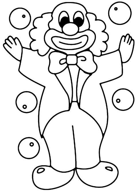 Coloriage clown avec un sourire pour amuser les enfants. Coloriage - Le cirque : Clown 06 - 10 Doigts