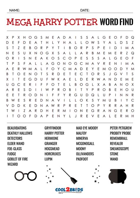Harry Potter Word Search Printable
