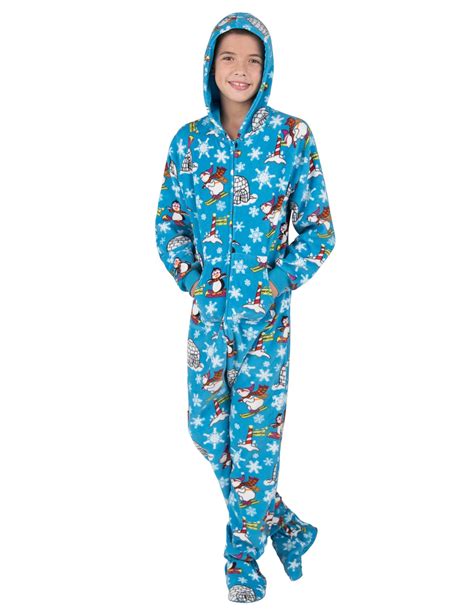 Winter Wonderland Hoodie One Piece Kids Hooded Footed Pajamas