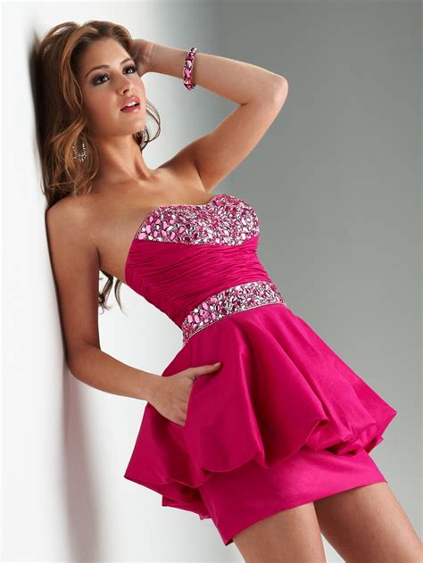 fuchsia a line strapless sweetheart lace up short mini homecoming dresses with beadings