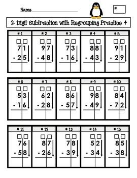 This addition worksheet is in a vertical problem format. Double Digit Addition and Subtraction with Regrouping - 2 ...