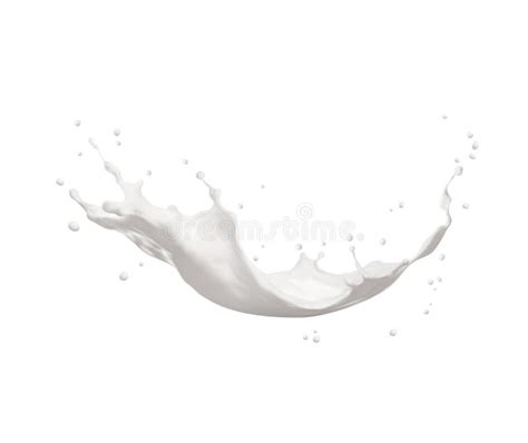 White Milk Wave Splash With Splatters And Drops Stock Vector