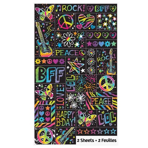 Neon Sticker Sheets 2 Count Party Themes Party Supply In Stock