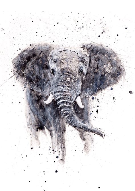 Elephant Canvas Print Hand Signed By Syman Kaye Elephant Etsy