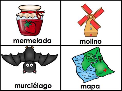 Flashcards For M Words Spanish Alphabet Palabras Con M Tarjetas