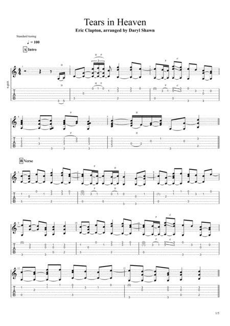 tears in heaven eric clapton for solo fingerstyle guitar music sheet hot sex picture