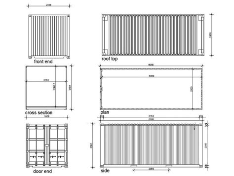 Shipping Container Detailed Architecture Project Dwg File Cadbull