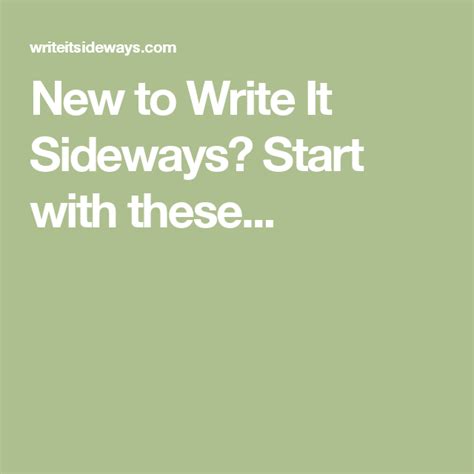 New To Write It Sideways Start With These Writing Fiction