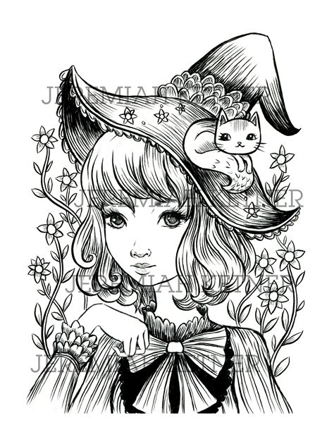 Witch Coloring Page Cute 320 File Include Svg Png Eps Dxf