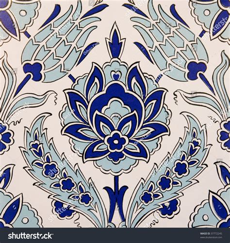 Turkish Artistic Wall Tile Floral Pattern Stock Photo 37772245