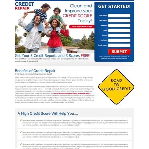 Credit Repair Landing Page Templates