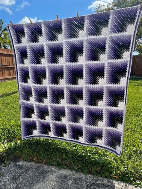 Pattern 3d Optical Illusion Blanket Afghan Pattern Etsy Optical