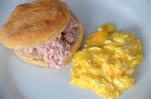 Perfect Scrambled Eggs Biscuits With Ham Butter Enamored With Echo