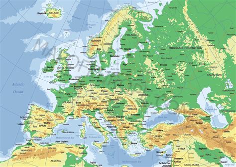 Europa Bilkarta Karte Geographic Physische Fisico Labeled Fisica Cartina Mappa Allemagne Ucraina