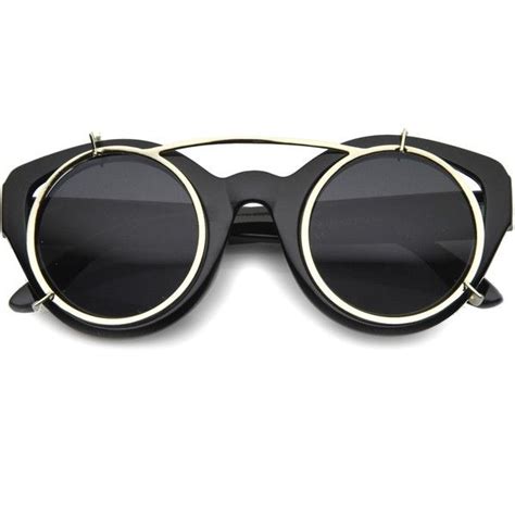 Limited Retro Steampunk Round Cat Eye Clip On Sunglasses 9957 14