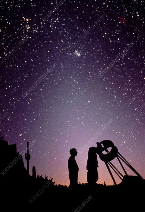 amateur astronomers watch taurus and the pleiades stock image r104 0069 science photo library