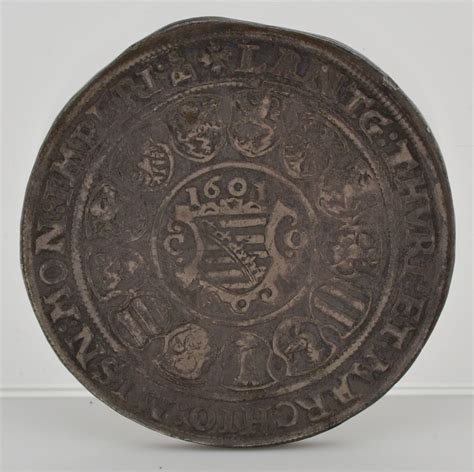 German States 1601 1 Thaler Coin Silver