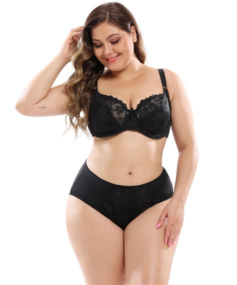 Breathable Big Slim Lace 2 Piece Plump Fat Women Push Up Large Plus Size Bra And Panties Set