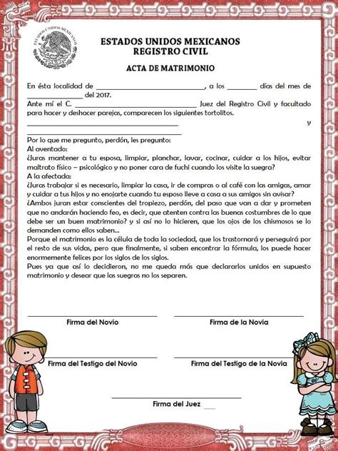 Acta De Matrimonio Para Kermess Acta De Matrimonio Juegos De