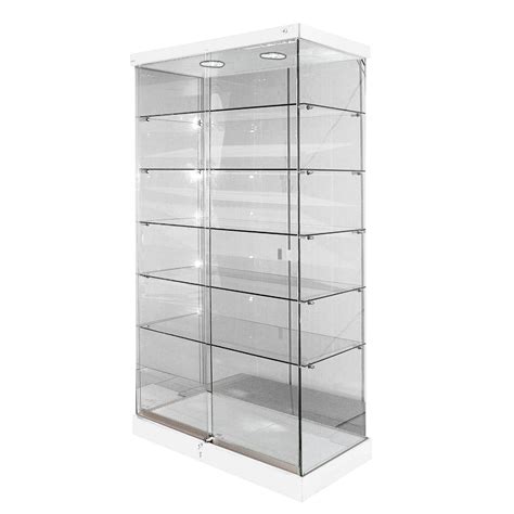 Lockable Glass Display Cabinet With Downlights Shelves For Shops