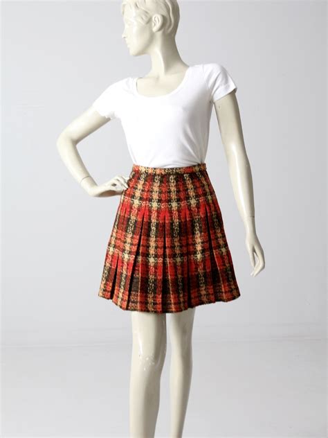 Vintage 1960s Plaid Mini Skirt 86 Vintage