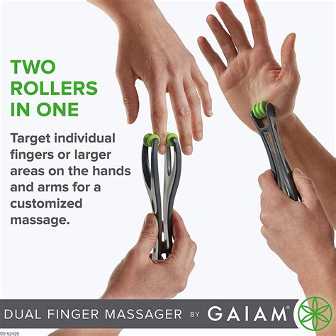 Gaiam Finger Massager Dual Sided Hand Massage Roller Tool For