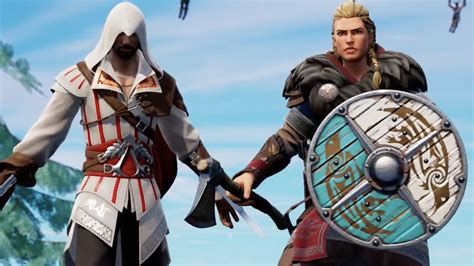 Fortnite X Assassins Creed Collaboration Trailer Eivor And Ezio Have