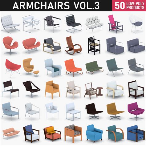 Armchairs Collection 3 3d Model 89 3ds Obj Max C4d Ma Free3d