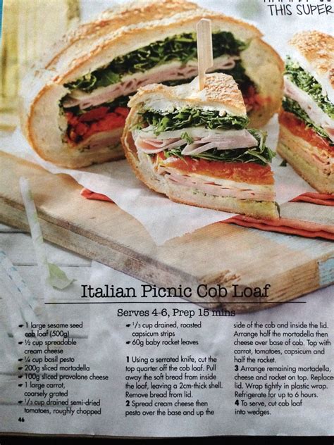 Italian Picnic Cob Loaf … | Picnic food, Easy picnic food, Picnic foods