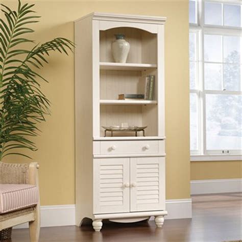 Sauder Harbor View Antiqued White 3 Shelf Bookcase In The Bookcases