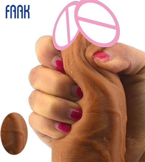 FAAK Double Layer Silicone Dildo Realistic Suction Soft Huge Penis Thick Big Dick Sex Toys