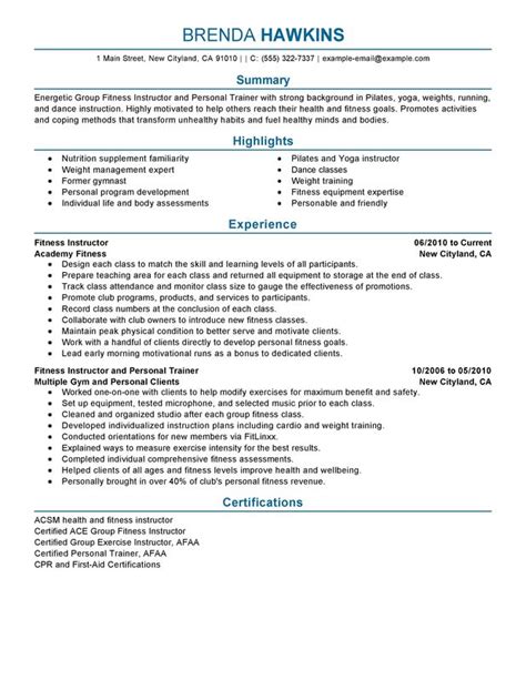 Personal Trainer Resume Templates Cuzzle