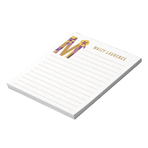 Abstract Floral Alphabet Lined Notepad Zazzle Abstract Floral