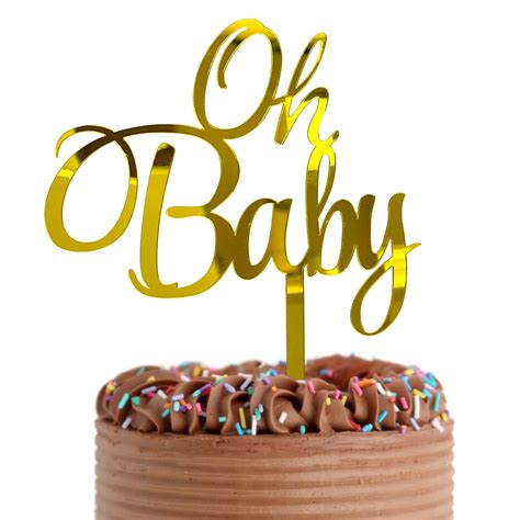 Buy Baby Shower Cake Topper Larger Size Acrylic Mirror Gold Elegant