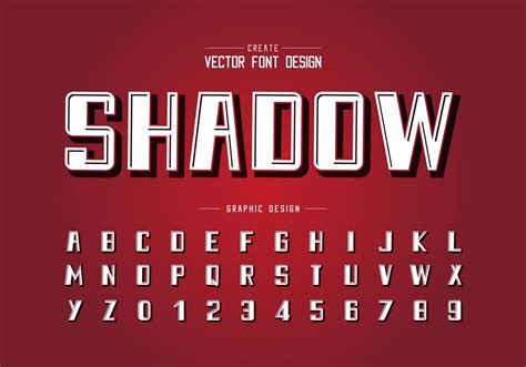 Black Shadow Font And Bold Alphabet Vector Typeface And Number Design
