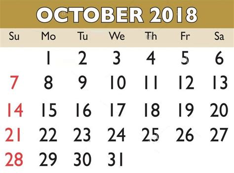 Printable October 2018 Calendar 2018 October Calendar Oct 2018 Calendar
