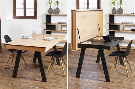 This tall pub table takes up just a little over 2 feet, but it makes a major impact with its tapered steel legs and square bamboo top. Workstation Dining Tables : table desk