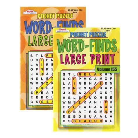 Kappa Pocket Puzzle Word Finds Large Print Digest Size Bazic Products