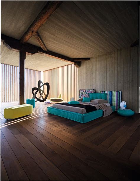 Rustic Modern Aqua Bedroom Idea By Roche Bobois