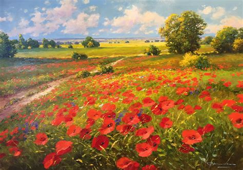 Across The Fields Poppies No Naked Walls