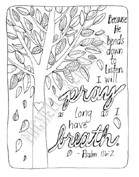 Bible Verse Coloring Page: Psalm 116.2 Digital Instant Download - Etsy