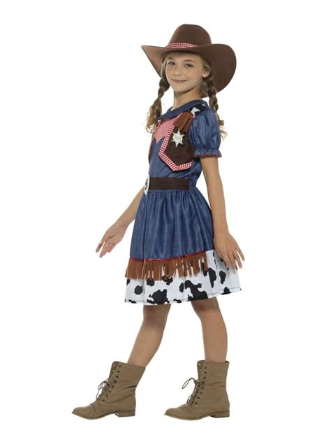 48 Blue And Brown Texan Cowgirl Child Halloween Costume Large