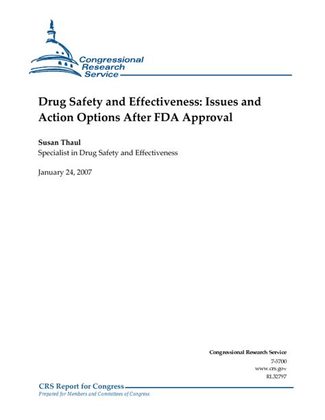 Drug Safety And Effectiveness Issues And Action Options After Fda