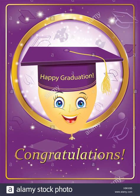 Congratulations Card With Graduate Cap On Purple Background