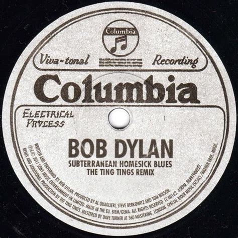 Bob Dylan Subterranean Homesick Blues The Ting Tings Remix Vinyl